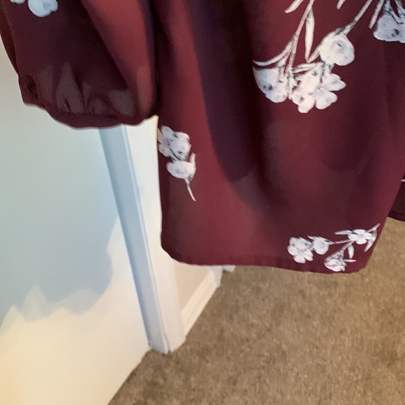 Blouse Maroon Elastic Long Sleeve Color Collective Concepts Polyester Sz… - Picture 12 of 14